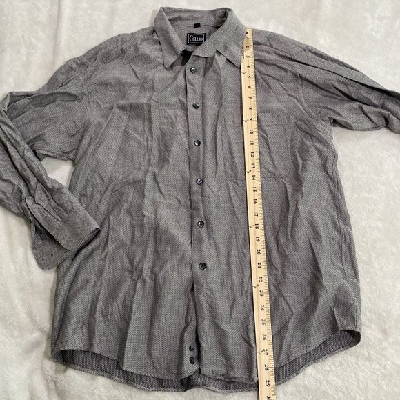 Vintage Gillio Button Up Long Sleeve Shirt Men’s Gray Fishscale Relaxed L - Picture 4 of 7